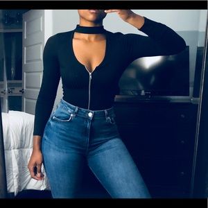 Missguided black long sleeve body suit